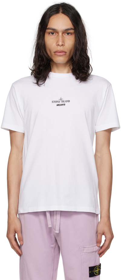 Stone Island White Printed T-shirt In V0001 White
