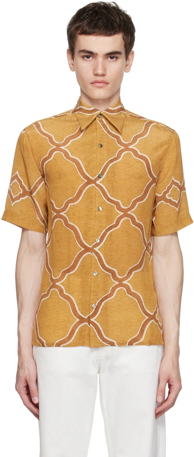 73 London Yellow Printed Shirt In Gold