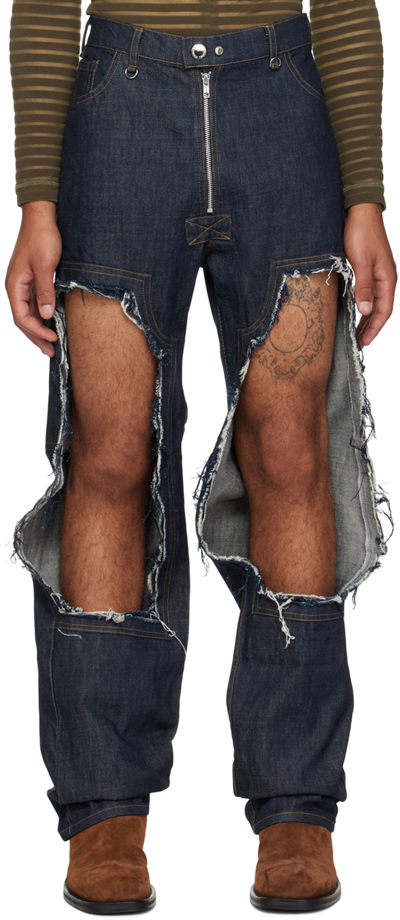 Parnell Mooney Navy Ripped Jeans In Raw Blue Denim