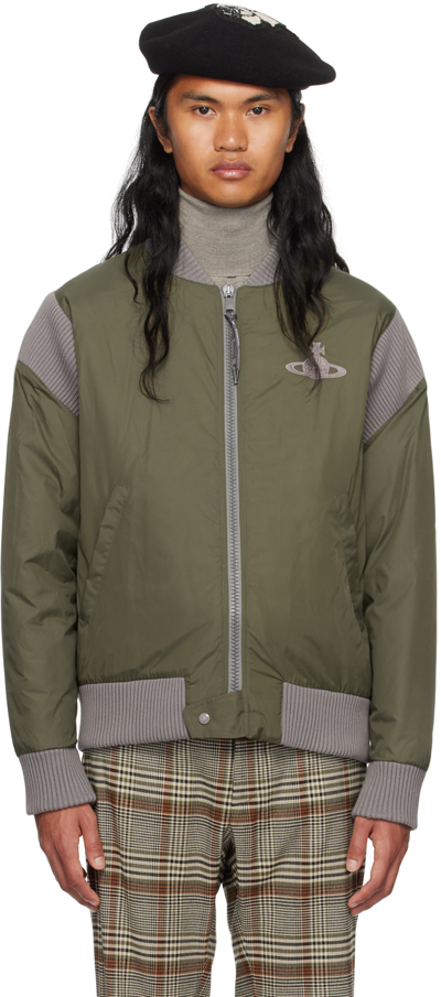 Vivienne Westwood Cyclist Panelled Bomber Jacket In Green
