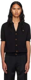 Vivienne Westwood Black Cotton Polo Cardigan In 233-y0010-n401