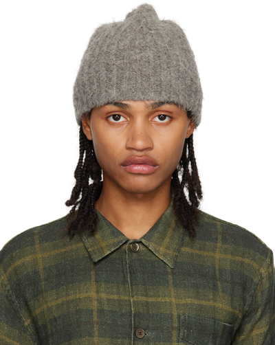 Our Legacy Gray Hairy Beanie In Grey