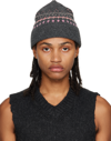 OUR LEGACY GRAY FAUX ISLE KNIT BEANIE