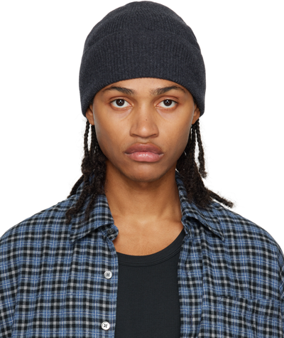 Our Legacy Gray Knit Beanie In Anthracite Melange W
