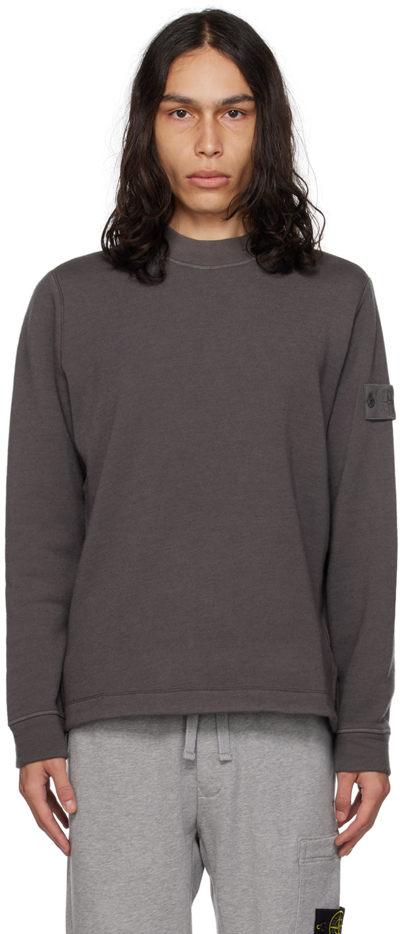 Stone Island Gray Crewneck Sweatshirt In V0067 Dark Grey