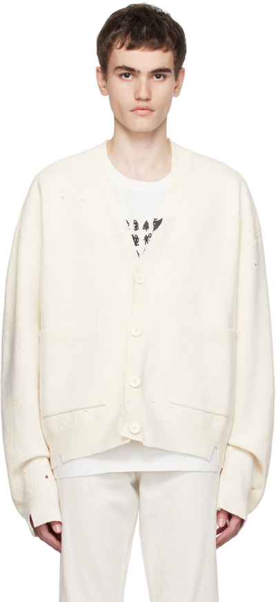 Mm6 Maison Margiela Off-white Distressed Cardigan In 101 Off White