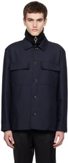 LARDINI NAVY FLAP POCKET SHIRT