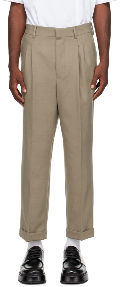 Ami Alexandre Mattiussi Taupe Carrot-fit Trousers In Beige