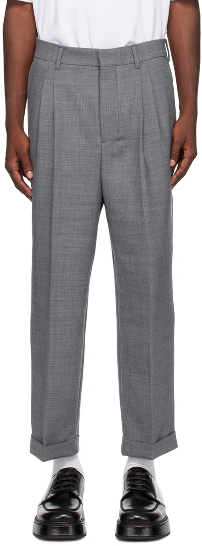 Ami Alexandre Mattiussi Ami Paris Pressed Crease Cropped Trousers In Grey