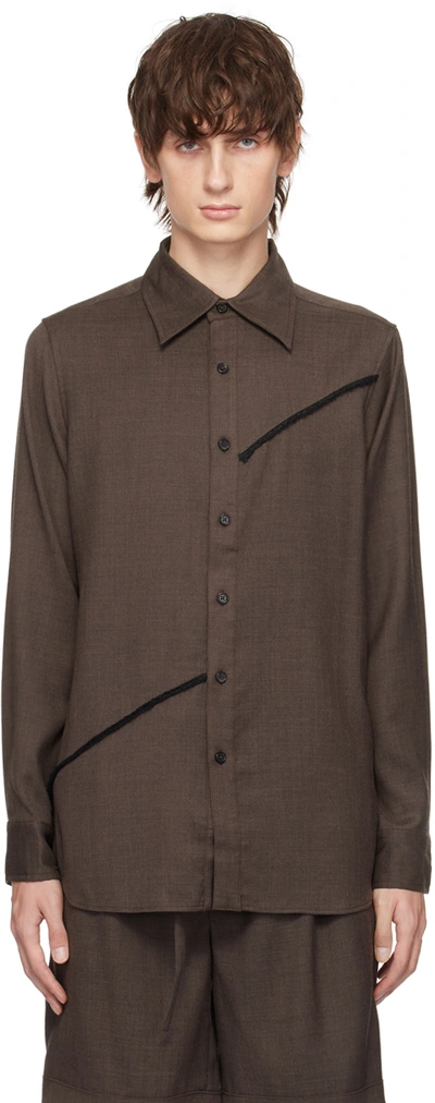The World Is Your Oyster Brown Button Shirt