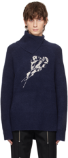 THE WORLD IS YOUR OYSTER NAVY NECKERCHIEF SWEATER