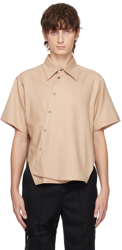 The World Is Your Oyster Beige Offset Shirt In Oatmeal