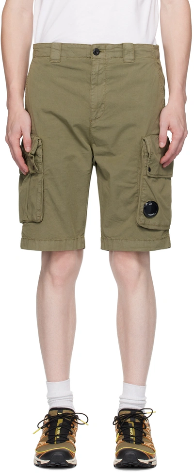 C.p. Company Khaki Garment-dyed Shorts In 648 Bronze Green