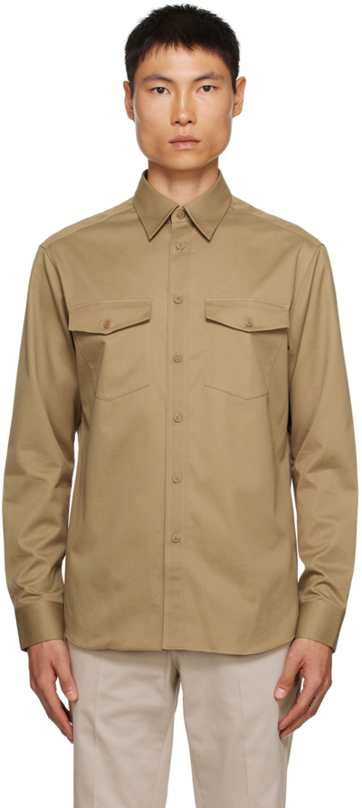 Dunhill Cotton Cashmere Western Shirt In Brown