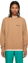 Palm Angels Logo Crew-neck Sweater In Brown