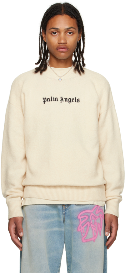 Palm Angels Classic Logo Sweater In White_black