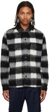 Hugo Boss Oversize-fit Overshirt In Glen-check Wool-effect Fabric In Natural 101