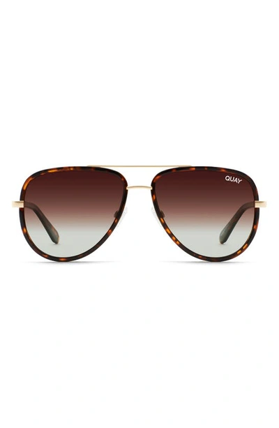 Quay All In 53mm Polarized Aviator Sunglasses In Tortoise,brown Fade Polarized