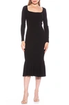 ALEXIA ADMOR REESE LONG SLEEVE KNIT MIDI SWEATER DRESS