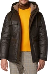 Andrew Marc Harrigan Mixed Media Puffer Jacket In Canteen