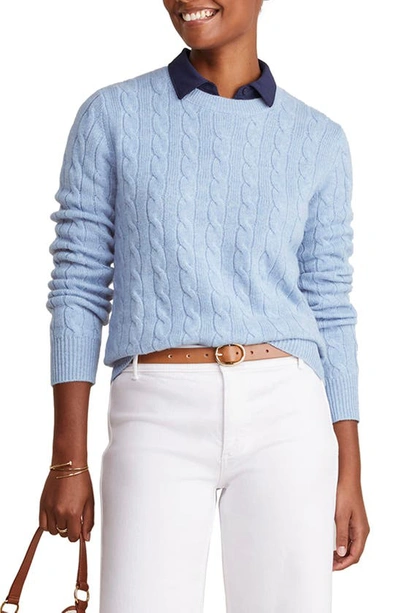 Vineyard Vines Cable Knit Cashmere Sweater In Jake Blue