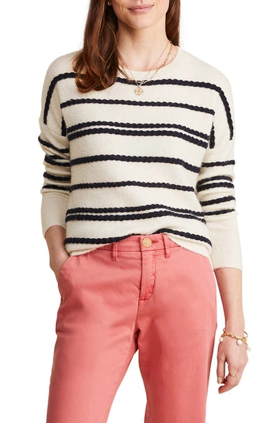 Vineyard Vines Rope Stripe Crewneck Sweater In Marshmallow