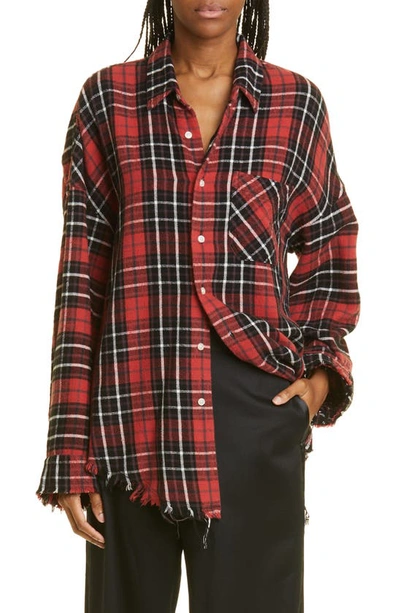 R13 Frayed Plaid-check Cotton Shirt In Multicolor