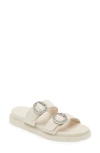 Billini Zen Ivory Buckled Slide Sandal Heels In White