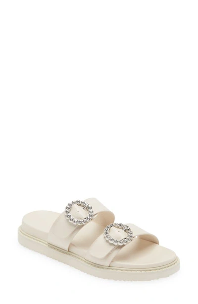 Billini Zen Ivory Buckled Slide Sandal Heels In White