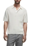 Rag & Bone Relaxed Fit Railroad Stitch Polo In Neutral