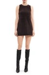 Theory High-twist Twill Layered Mini Shift Dress In Mink