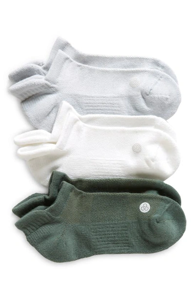 Zella Assorted 3-pack Tab Ankle Socks In Green Duck