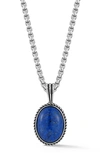 Yield Of Men Sterling Silver Oxidized Lapis Lazuli Pendant Necklace In Silver