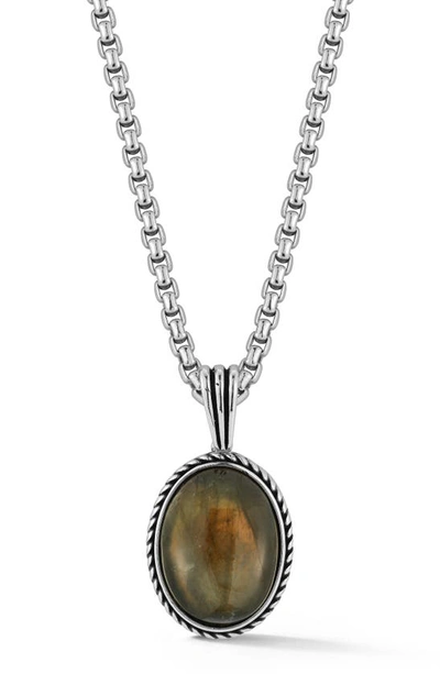 Yield Of Men Sterling Silver Oxidized Labradorite Pendant Necklace