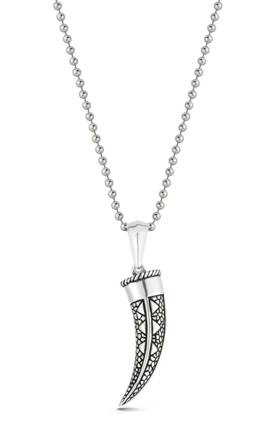 Yield Of Men Sterling Silver Oxidized Horn Pendant Necklace