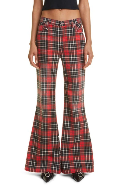 R13 Plaid-check Low-rise Flared Jeans In Multi