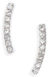 MEIRA T CURVED DIAMOND BAR EARRINGS