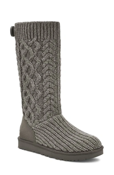 Ugg Kids' Cardi Womens Cable Knit Comfort Knee-high Boots In Grey