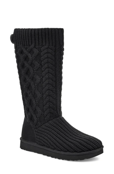 Ugg Cardi Womens Cable Knit Comfort Knee-high Boots In Black