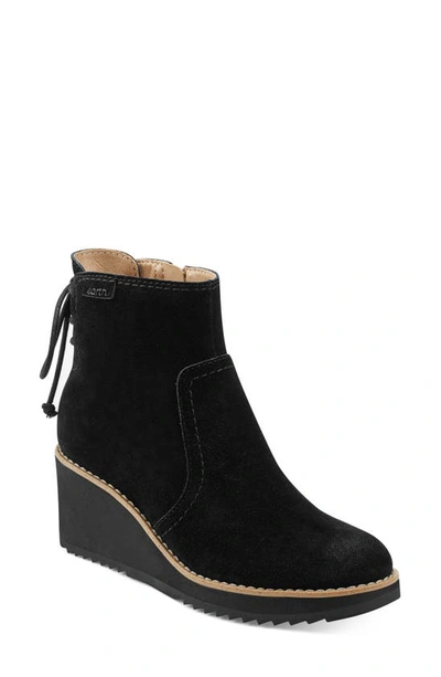 Earth Calia Wedge Bootie In Black Suede