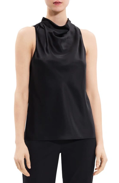 Theory High-neck Satin Tank Top In Black