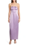 MILLY RIVA HAMMERED SATIN STRAPLESS DRESS