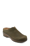 Earth Women's Kolia Round Toe Slip-on Casual Heeled Mules In Green Leather