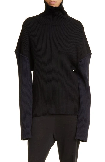 The Row Dua Colorblock Cashmere Sweater In Black/navy