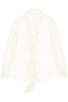 Dolce & Gabbana Silk-georgette Blouse With Ruffles In White