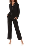 Flora Nikrooz Flora By  Annie Long Sleeve & Pants 2-piece Pajama Set In Black
