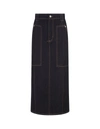 Alexander Mcqueen Women Contrast Stitching Denim Skirt In Brown