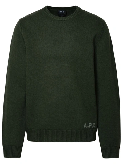 A.p.c. Edward Logo-print Virgin Wool Sweater In Green