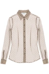 Marine Serre Moon Diamant Silk Crepon Button Up Blouse In Beige, Brown
