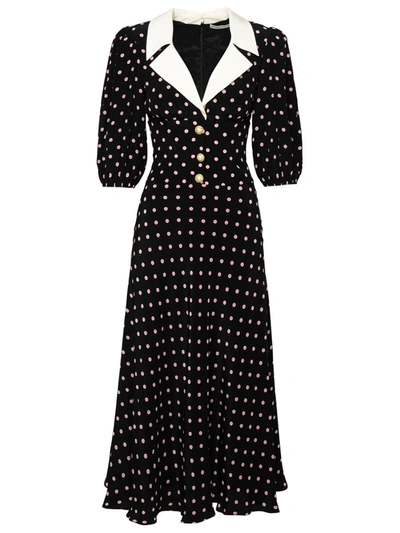 Alessandra Rich Black Polka Dot Print A-line Dress